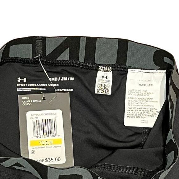 Under Armour Youth Fitted Full length Athletic Leggings, Size YM, NWT - Picture 3 of 6